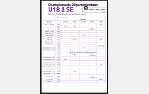 Départementaux en salle U18 et +